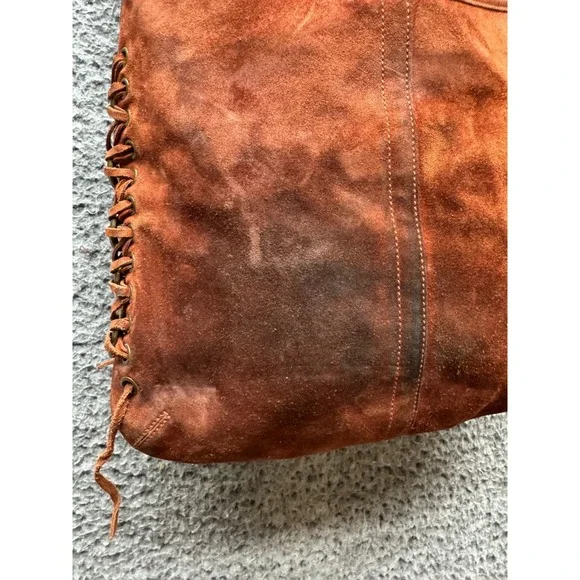 Vintage Coach Authentic Suede Braided Flap Shoulder Bag Rust Brown G3S-9486 - Picture 6 of 14